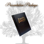Hardback binder with Family History printed in gold coloured lettering on the front