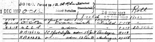 WWI Service Records example