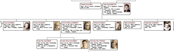 A family tree including pictures of the individuals