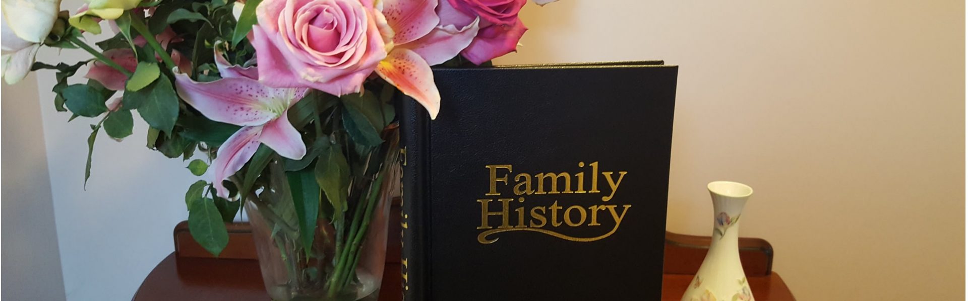 Family Hostory Binder and flowers