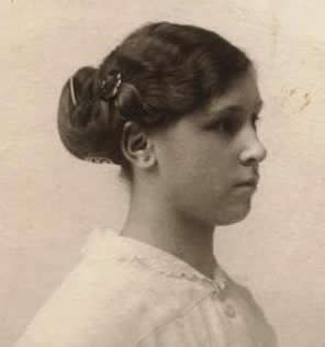 A young woman on side profile